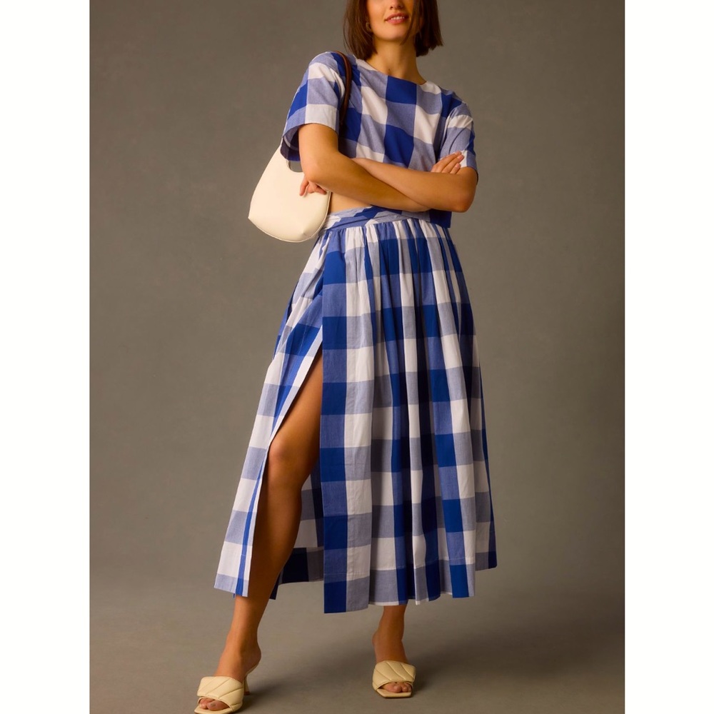 Sunday in Brooklyn Plaid Side-Slit Skirt Anthro